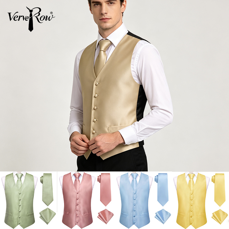 VerveRow Men Solid Satin V‑Nec - огляд і ціна Pocket Square Set